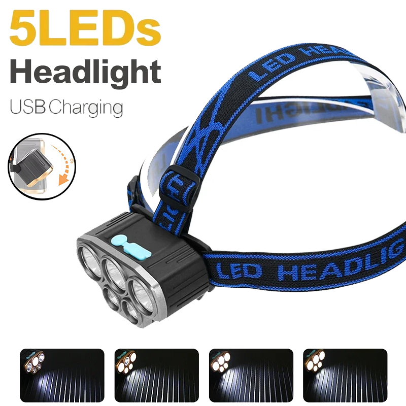 Senter Kepala 5 LED Isi Ulang  - Running Headlamp ulasan dan harga