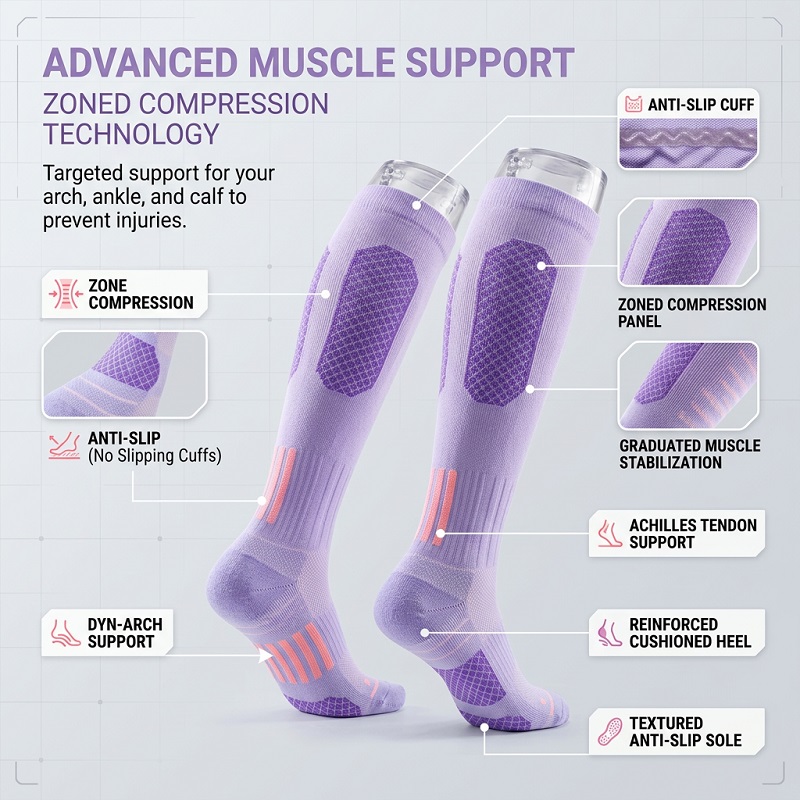 1/6 Pasang Kaus Kaki Panjang W - Sports Socks ulasan dan harga